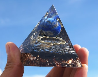 Kryształ Lapis Lazuli Sfera I Kryształ Obsydianu Z Miedzianą Czakrą Reiki Medytacja Orgone Piramida