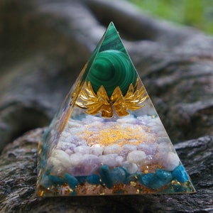 Orgone Pyramid, Amethyst Orgone, EMF Protection, Meditation Tool Energy Generator