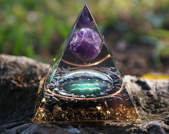 Magic Vision Aquarius Orgonite Pyramid, Reiki Healing Chakra Orgone