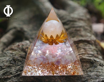 Rose Quartz Sphere Copper Flower Orgone Pyramid With Amethyst Crystal Reiki Healing Meditation Orgonite