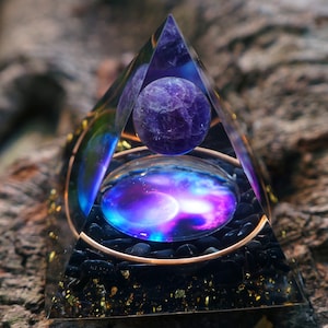 Pirâmide Árvore Shungite E Quartzo (Orgonite) - Sol Lua - Milfontes - Foto 2