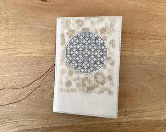 Handmade Notebook, Large Cream Junk Journal for Memory Keeping, Scrapbooking, Journaling