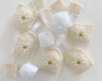Felt chamomile tea bag | felt food | pretend play