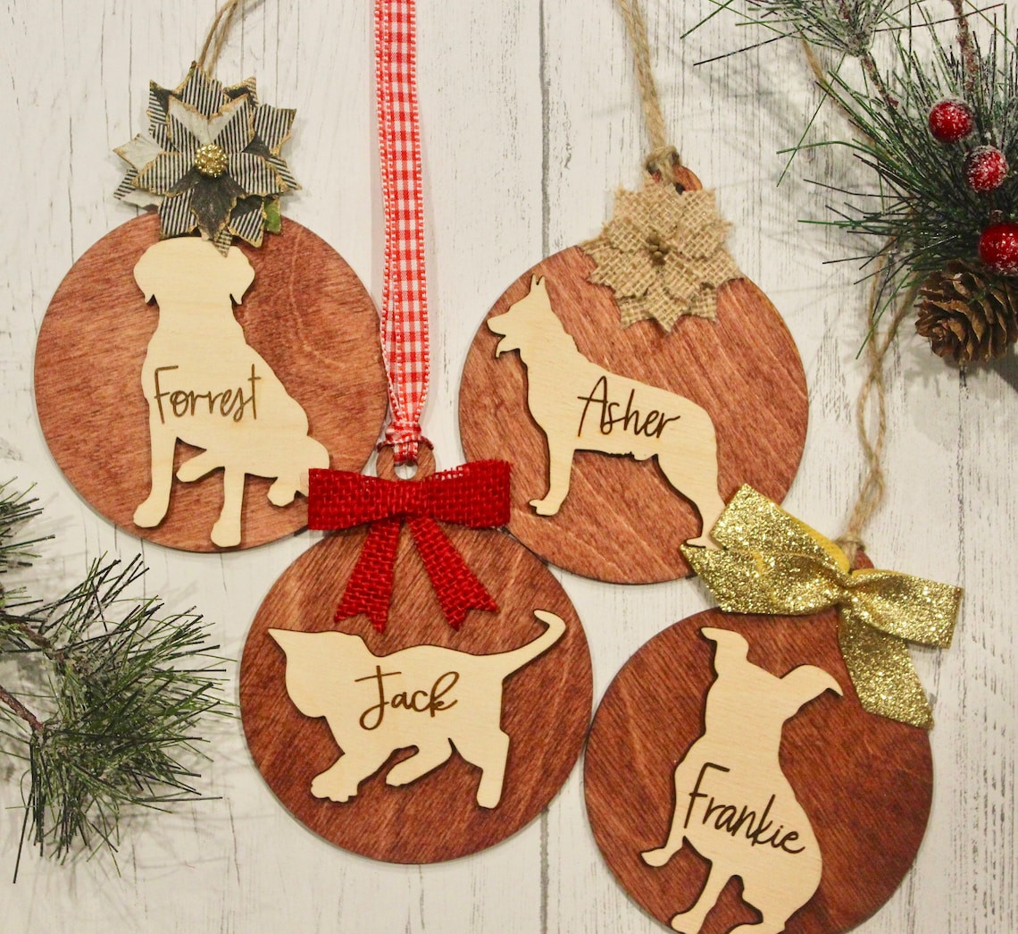 Personalized Pet Ornaments Christmas Custom Dog Name Etsy