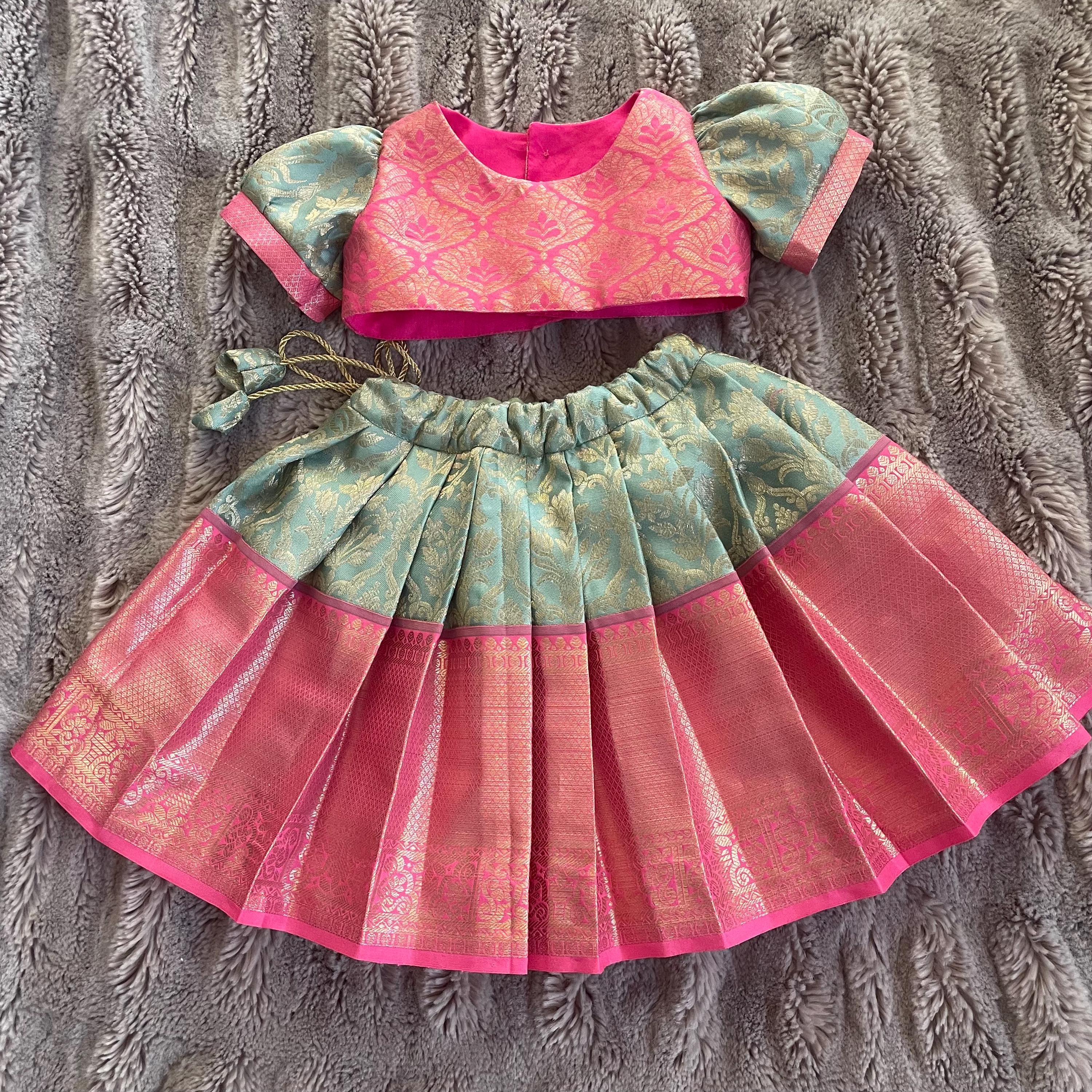 pink and green indian dress Moss Green Chiffon Flowing Maxi Dress main image 1