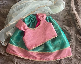 Read to ship 1-2 years-Pink and turquoise Lehenga for girls-Girls traditional wear-Ethnic wear for toddlers, baby girls-patchwork lehenga-