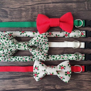 OLD STYLE COLLAR Christmas Holly Bow Tie and Adjustable Collar Combo