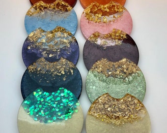 Resin Car Coasters (Set of 2): Handmade Epoxy Cup Holder Accessories