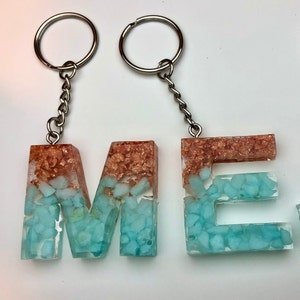Beach Themed Keychain | Custom Initial Keychain | Beach Accessory | Alphabet Charm | Key Pendant | Gifts for Teens | Letter Keychain