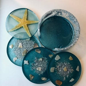 Beach Coaster Set & Holder (set of 4) | Beach Themed Coasters | Beach Home Decor | Beach House Items | Beach Themed Gifts | Gifts for Her