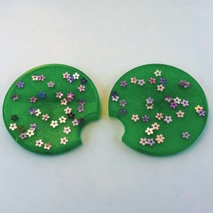 Groovy Purple & Green Car Coasters (Set of 2) | Resin Car Coasters | Gifts for Teens | Friend Gift Idea | Car Gift Idea | Car Accessories