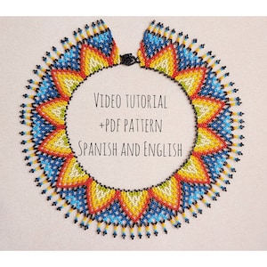 Tutorial pattern Okama Huichol of one section Spanish and English