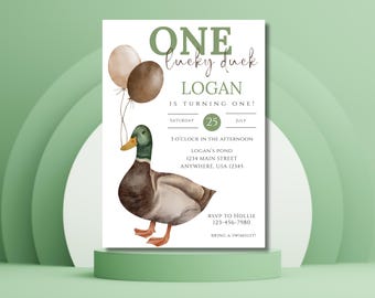 One Lucky Duck Birthday Party Invitation