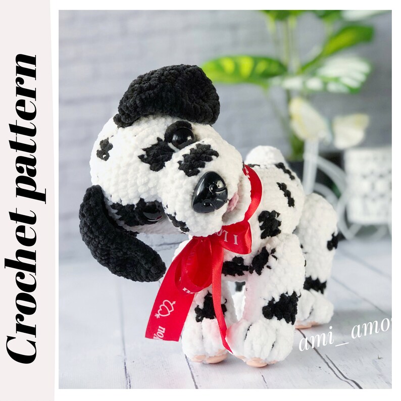 Amigurumi Dalmatian Crochet pattern White dog with black Etsy