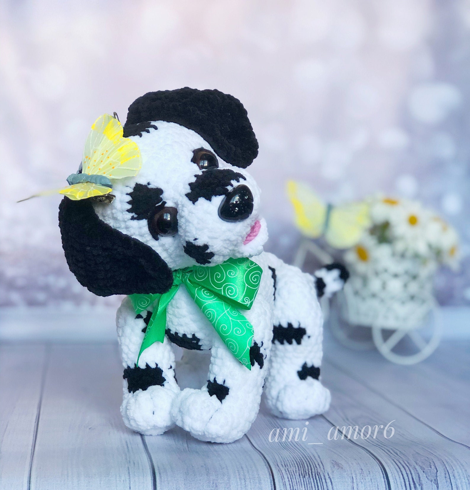 Amigurumi Dalmatian Crochet pattern White dog with black Etsy
