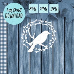 Bird Wreath SVG, Bird Branch Svg, Bird Svg, Papercut Template Svg Paper Cut Svg Machine Cut Svg, Forest SVG, Fall Svg, Animal Svg Wreath Svg