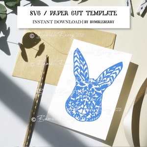 Lapin de Pâques Feuille de fougère svg, papier de lapin découpé, fichier de coupe de cricut à la machine, arbre de fougère, silhouette feuilles de fougère clipart, modèle de papier découpé de plante