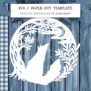 Fox Moon Svg, Wolf Fairy Tale Forest Nursery Paper Cut, Fantasy New Born Wall Art, Bird Woods Animals, Wild Life Fairytale Friends, Moon
