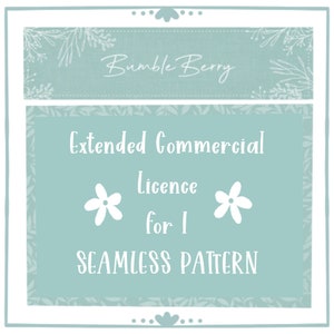 Extended Commercial Licence FOR 1 SEAMLESS PATTERN - Commercial Use - No Credit Required - Unlimited Units For Sale.