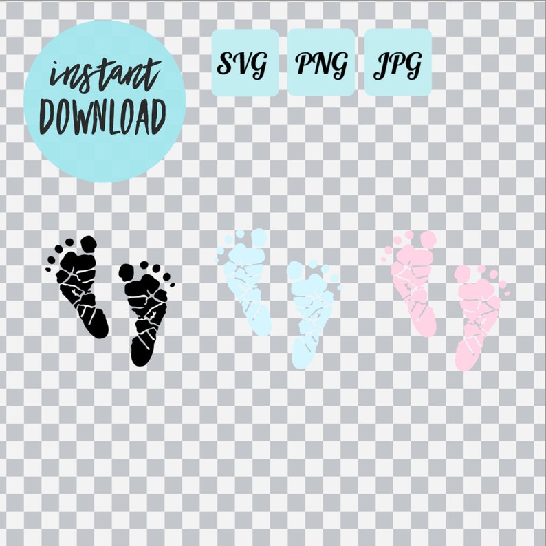 Footprints Clip Art, Baby Footprints SVG, Baby Footprints PNG, Digital