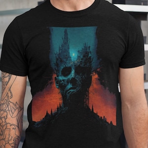 Surreales psychedelisches TShirt, Dark Surrealismus Shirt, Dark Dystopian Portrait Tee Bild 1