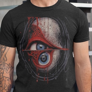Psychedelic Evil Eye TShirt, Creepy Surreal Eye Shirt, Blood Drip Eye Tee