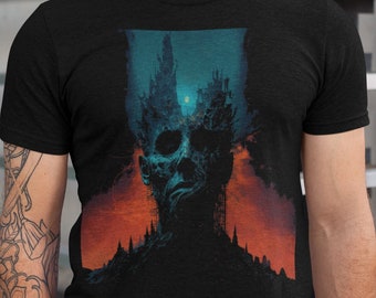 Surrealistisch psychedelisch T-shirt, donker surrealistisch shirt, donker dystopisch portret-T-shirt