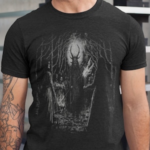 Camiseta de culto de Belzebu, camisa de sábado de bruxas, camiseta de missa preta