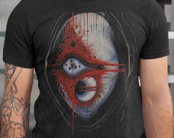 T-shirt maudit surréaliste, chemise Evil Gory Eye, tee-shirt Trippy Bloody Eye