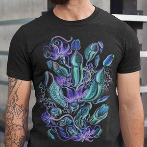 Psychedelic Pitcher Plants TShirt, Trippy Nepenthes Shirt, Surreal Carnivorous Plant Tee