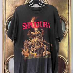 SEPULTURA 1991 Arise Vintage TShirt with Back Print (Single Stitch)
