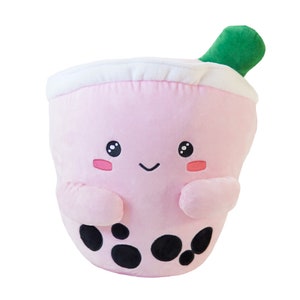 Large Strawberry Milk Tea Boba Plush (Pink(
