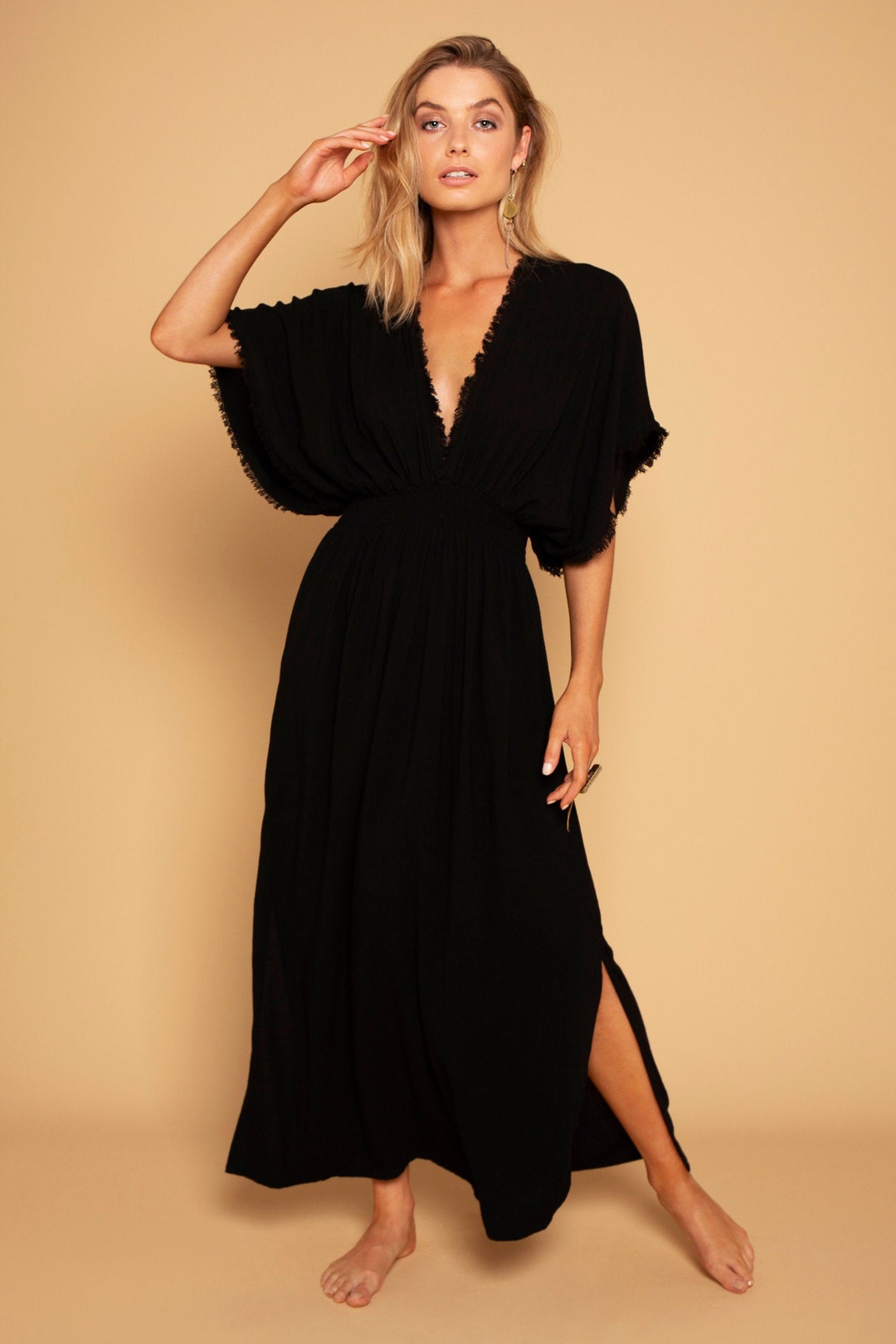 Black Linen Dress Bohemian Dress Linen Maxi Dress Goddess - Etsy