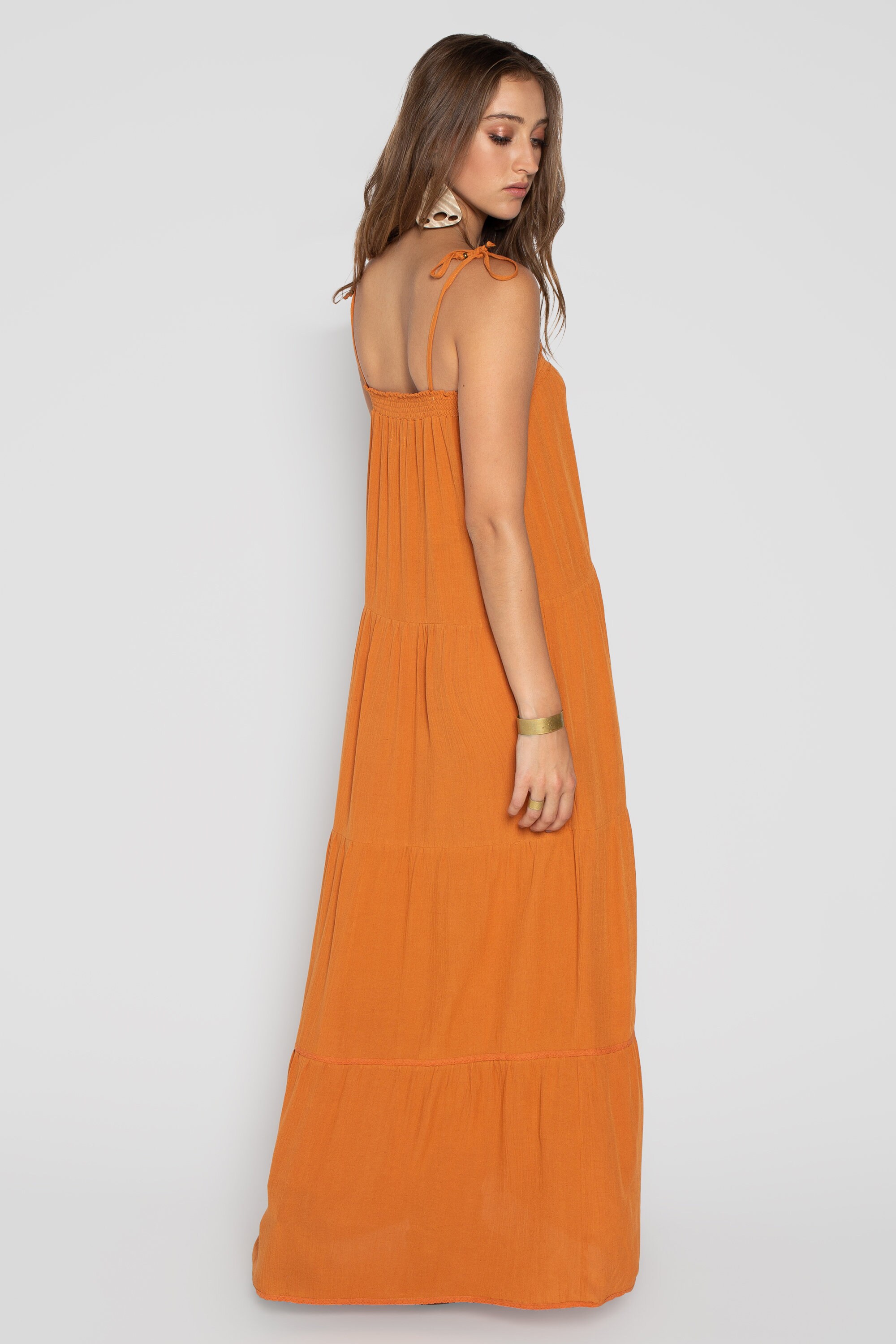 burnt orange linen dress