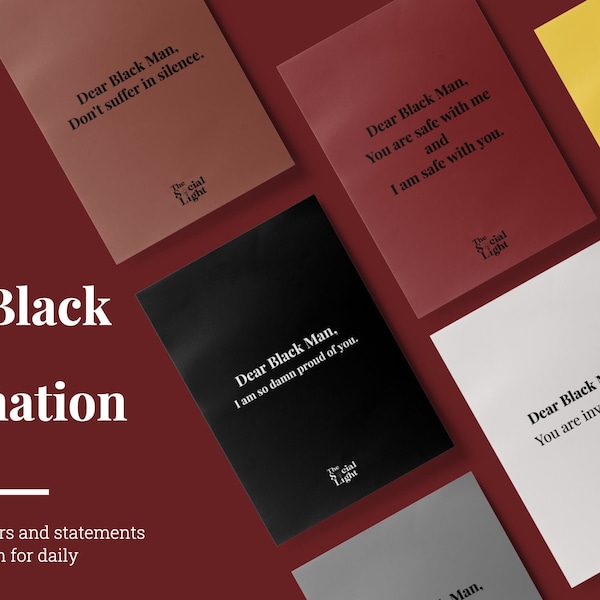 Dear Black Man, Affirmation Deck, Printable Affirmation Cards, Digital Download