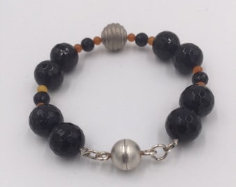 7in 18cm. Lepidochrosite Bracelet Quartz Silver #1487