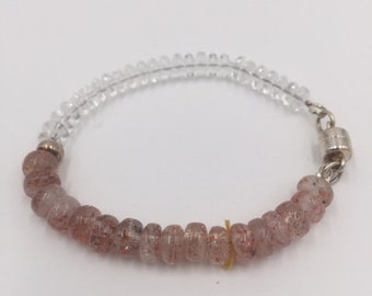 7in 18cm. Lepidochrosite Bracelet Quartz Silver #1487