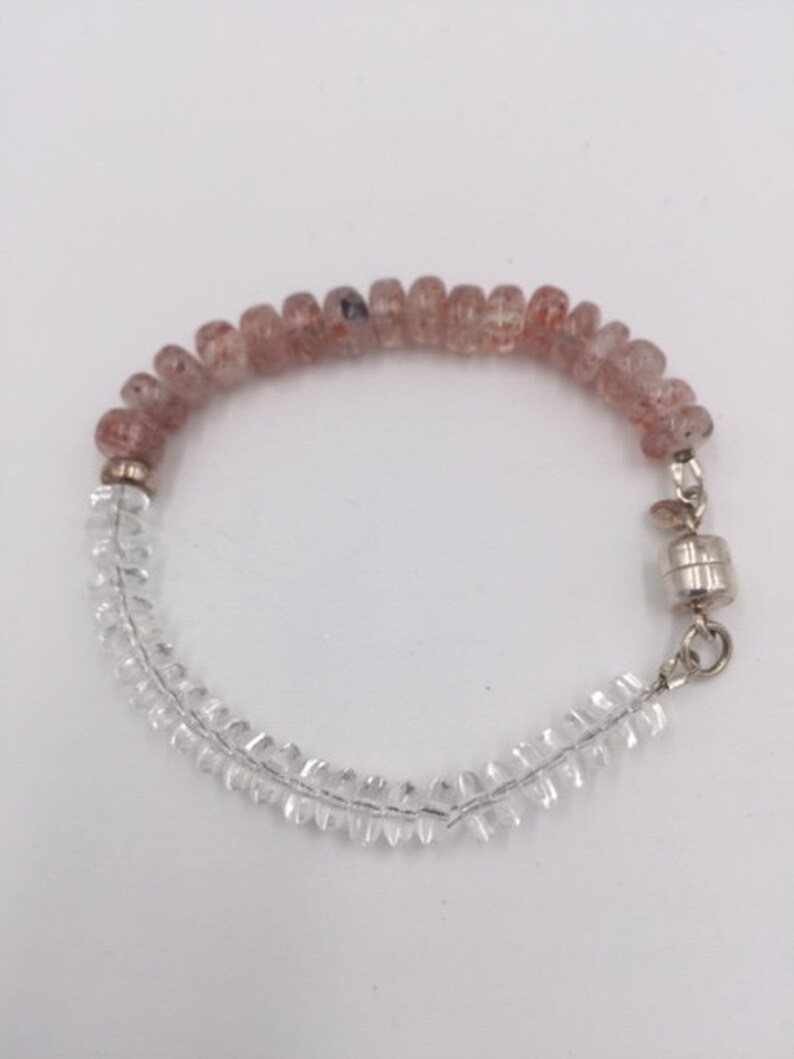 7in 18cm. Lepidochrosite Bracelet Quartz Silver #1487