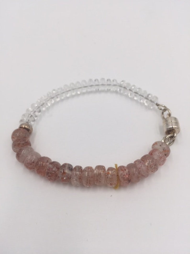7in 18cm. Lepidochrosite Bracelet Quartz Silver #1487