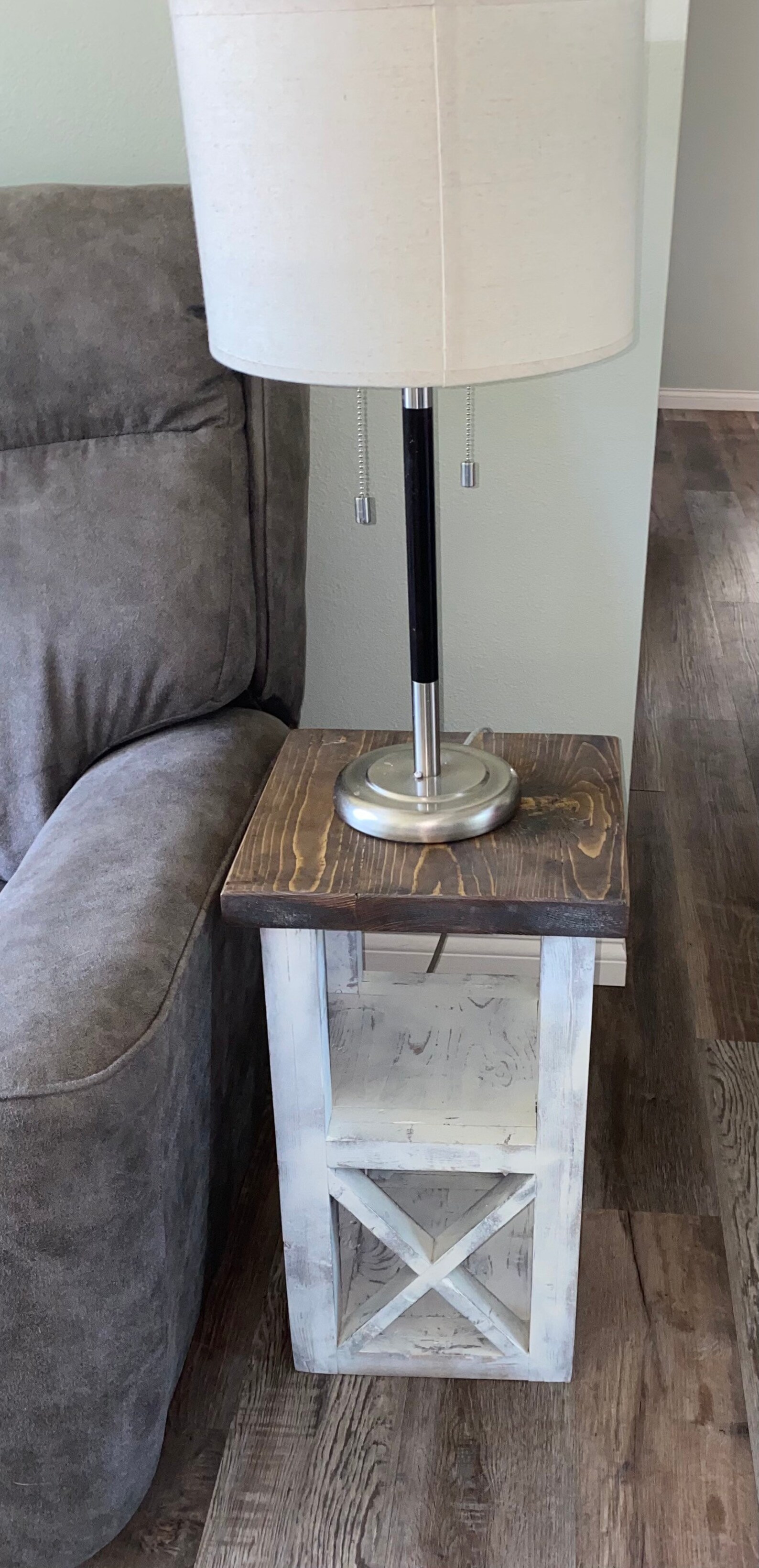 Rustic White Farmhouse Side Table End Table Etsy