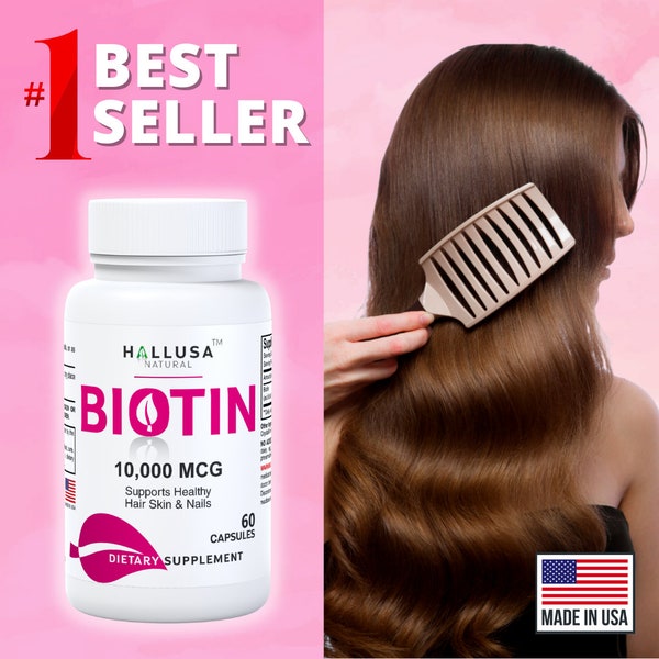 BIOTINE 10 000 MCG - Cheveux, ongles, peau, santé maternelle, contrôle du glucose - 60 Cap