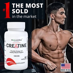 CREATINE Monohydrate - Muscle Growth - Strength, Performance & Recovery - 60 Cap