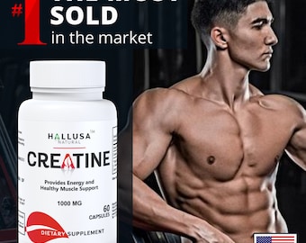 CREATINE Monohydrate - Muscle Growth - Strength, Performance & Recovery - 60 Cap