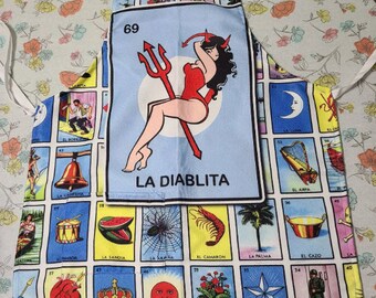 La Diablita Apron, Mexican Bingo Apron, Loteria Apron