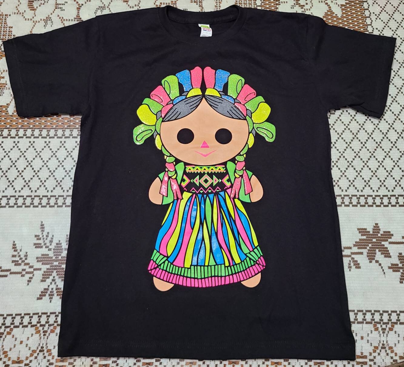 Mexican Doll María Mexican Embroidered T-shirt With Mexican 