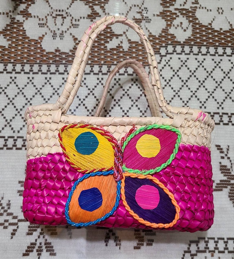 Straw Bag Girls Handmade Artisanal bag Beach Bag Woven bag Girls Mexican tote bag