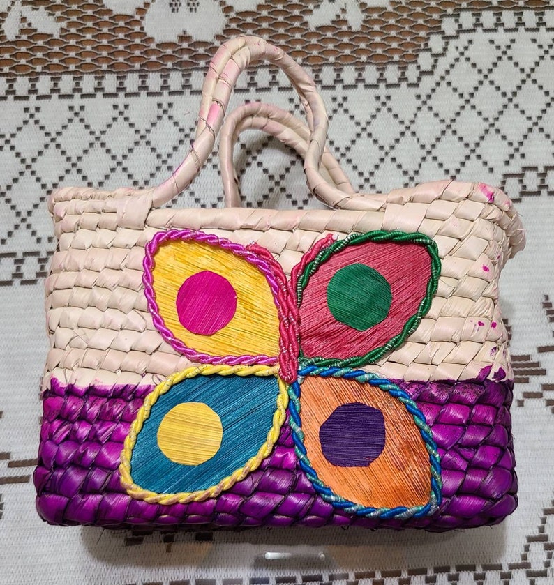 Straw Bag Girls Handmade Artisanal bag Beach Bag Woven bag Girls Mexican tote bag