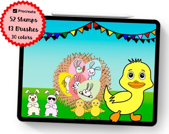 Procreate brushes bunny,Easter egg stamps,Easter brush procreate