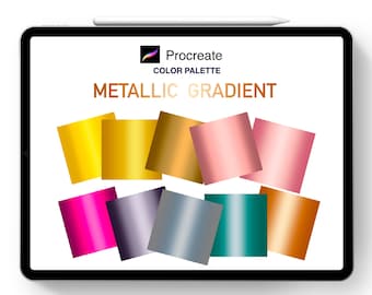 Tavolozza di colori Procreate con sfumature metalliche, oro e oro rosa (download digitale)