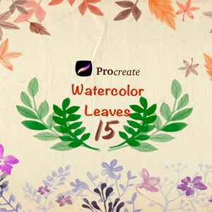 Procreate Aquarell Blätter Briefmarken, Procreate Aquarell Pinselset, Pinsel Aquarell Blumen, botanische Stempel, Pflanzen Stempel Pinsel.